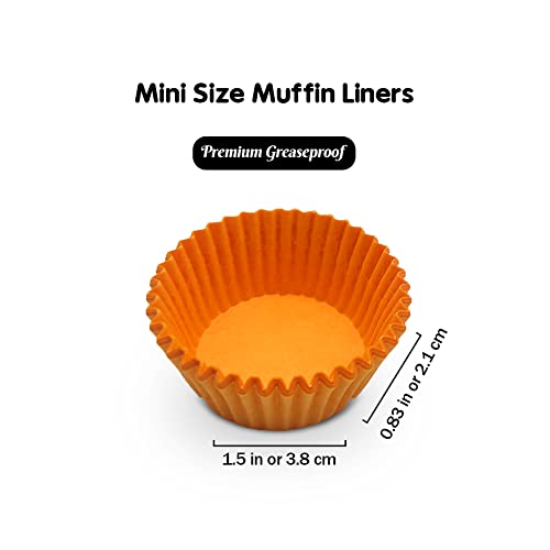 Orange Mini Cupcake Liners Natural Greaseproof Paper Muffin Baking Cups, 500-Count - color: Orange