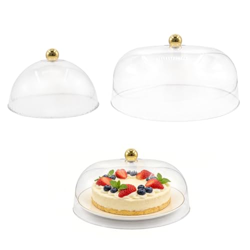 3 PCS Clear Cake Dome Cover 8''/10''/12'' Round Plastic Cake Stand Cloche Cover for Cupcake Dessert Cheese Plates Display and Food Freshness