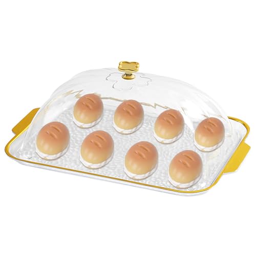 Cake Plate with Dome, Cake Stand with Cover,Plastic Serving Platter Tray with Lid, Shatter-Proof, Perfect for Display, Party, Entertaining (12.4”Rectang Tray wih Lid) - color: 12.4" Rectang Tray With Lid