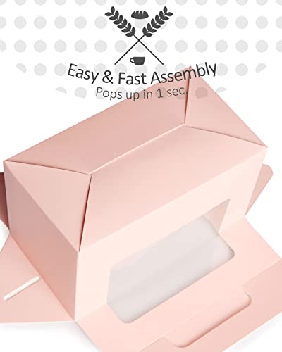 qiqee Pink Cupcake Box Two Holder 6.5x3.6x3.5inch(2.2" Top) 100pcs 2 Cupcake Boxes With Window - color: Pink, size: 100Pcs, Two Holder