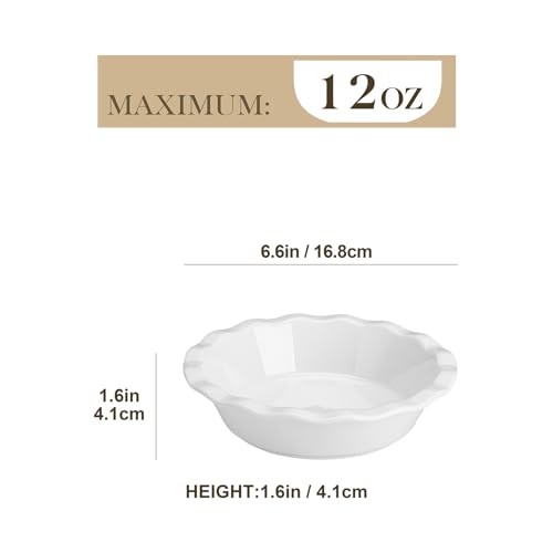 MALACASA Mini Pie Pans Set 6, 6 Inch Ceramic Quiche Tart Pans White - color: White