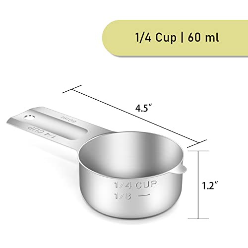 1PCS 1/4CUP(60ml, 2oz) Measuring Cup, 18/8 Stainless Steel Measure Scoop - size: 1/4cup|60ml|2oz
