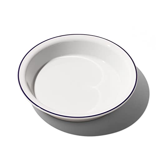 Made In Cookware - 9" Pie Dish - Navy Rim - Handcrafted Porcelain - Professional Bakeware - Crafted in France