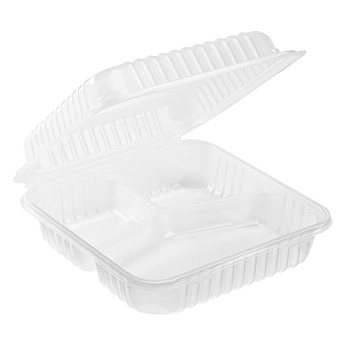 Karat FP-HC99PP-3CU 9"X 9" PP Hinged Containers 3 Compartment - (Case of 200)