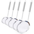Newness Fine Mesh Strainer Set of 5 with Handle, 304 Fine Mesh Stainless Steel Colander, Wire Strainers for Kitchen, Fat Oil Strainer Skimmer Spoon, Durable Metal Multipurpose for Food, Rice, Quinoa - size: 5 Pack
