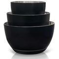 WHYSKO Stainless Steel Mixing Bowls Set, 3-Piece with Silicone Base - color: Black