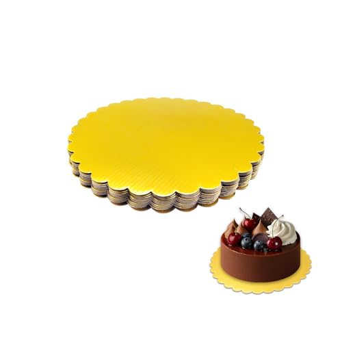 10 Pcs 8 inch Gold Cake Boards Round, Food-Graded Cardboard, Waterproof and Oil-Proof, Sturdy Corrugated, Ideal for Baking, Cake DIY, Dessert and Craftin - size: 8 inch(10pcs)