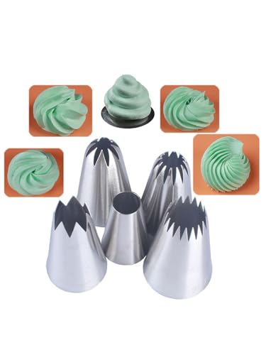 Piping Tips Large Pastry Tips Set,Cake Cream Decorating Tips for Frosting,Icing Piping Nozzle For Cupcakes Cakes Cookies(1A,1C,1E,356,9FT) - color: Type C