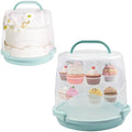 Cake Carrier Round Cake Stand Plus Height Cake Container with Cupcakes Pad, Handle, Lid Reusable Package Box for Transporting Desserts,Pie,Toast,Fruit (10" Blue) - color: 10" Blue