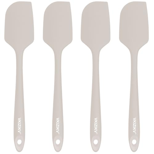 4 Pcs Silicone Spatula Set, 11.4 In, 600°F Heat Resistant (Khaki) - color: Khaki