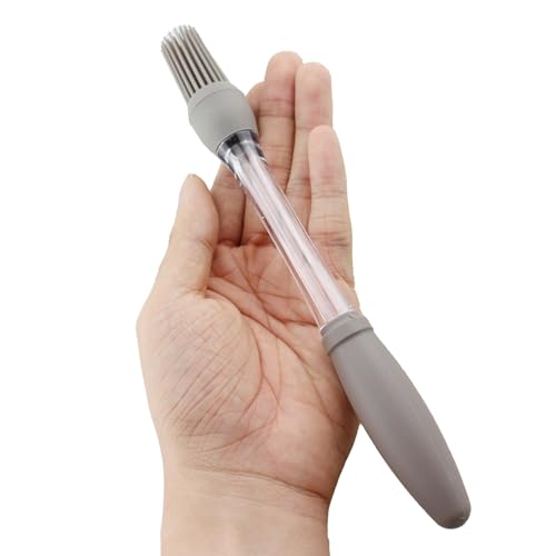 TAODAN 2PCS Gray Food Grade Silicone Oil/Pastry Brush Kitchen Gadgets 9.05x0.98inch Baking Supplies Suitable for Barbecues and Salads