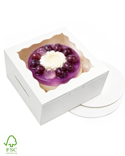 Bakepacker 8"x8"x5" Cake Boxes with Cake Boards 36 Sets - color: White, size: 36Sets,8"x8"x5"