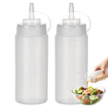 2 Pack 16 oz Condiment Squeeze Bottles, Leak Proof BPA-Free Plastic Squirt Bottles with Caps, Refillable Sauce Dispenser for Ketchup, Syrup, Oil, BBQ, Salad Dressing, Easy to Fill & Clean - color: 2Pack, size: 16oz