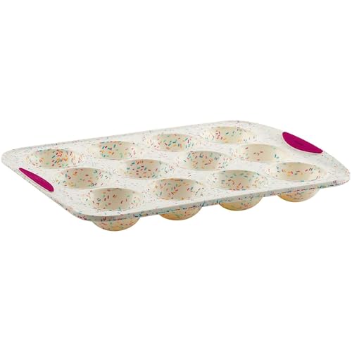 Trudeau Structure White Confetti Reinforced Silicone 12 Cup Dome Cake Pan/Mold (05118652) - size: Dome Cake Pan - 12 Cup