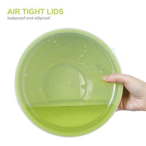 BoxedHome BPA Free Plastic Round Mixing Bowl with Lids, 12 Pack Nesting Bowls with Lids Set, Microwave and Dishwasher Safe Prep & Serving Bowls Great for Mixing, Baking, Serving (Light Green, 12pcs) - color: Light Green