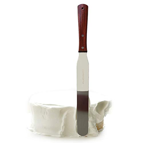 Straight Cake Icing Spatula set of 3 Professional Stainless Steel Cake Decorating Frosting Spatulas, 6"-8"-10" Flexible Resistant Blade, Wooden Handle for Easy Grip - size: 6" & 8" & 10" Straight spatulas