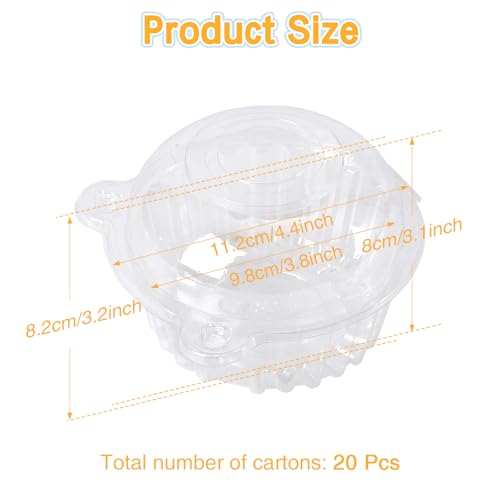 100 Pack Plastic Single Individual Cupcake Muffin Dome Holders Cases Boxes