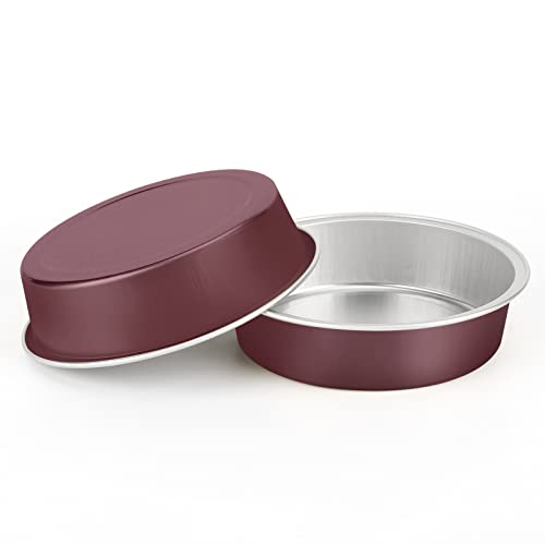 Beasea Disposable Mini Pie Tins With Lids, 4 Inch 50 Pack Disposable Mini Pie Pans, 8 Oz Aluminum Foil Coffee Brown Tart Pans Round Oven Baking Small Cake Tin for Cheesecake Fruit Tart Quiche - color: Brown