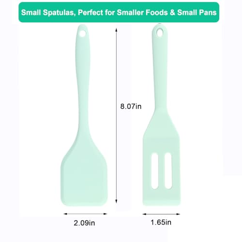 Small Silicone Spatula Set, Mini Spatulas for Baking, Cooking, Serving - color: Green