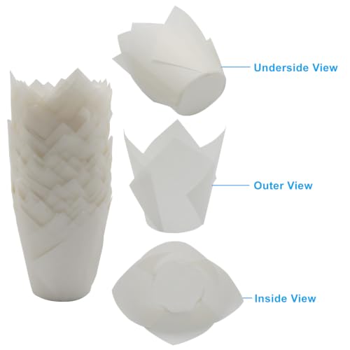 200 Pcs White 1.9 Inch Base Mini Tulip Cupcake Liners - color: White