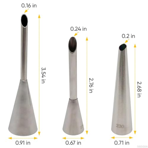 Filling Piping Tip Set, 3 Donut, Eclair & Cream Puff Nozzles