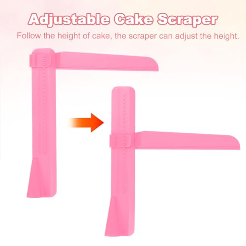 uxcell 2Pcs Adjustable Cake Scraper Adjustable Cake Smoother Dark Pink - color: Dark Pink