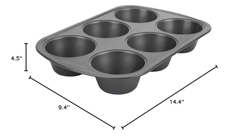GoodCook Everyday Nonstick Steel Jumbo Texas Muffin Pan,6-cup,Gray,(Pack of 12) - size: 6 Cups (Jumbo) (Pack of 12)