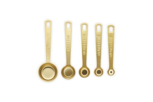 Le Creuset Stainless Steel Measuring Spoons, Gold Finish, Set of 5 - color: Stainless Steel with Gold Finish, style: Measuring Spoons