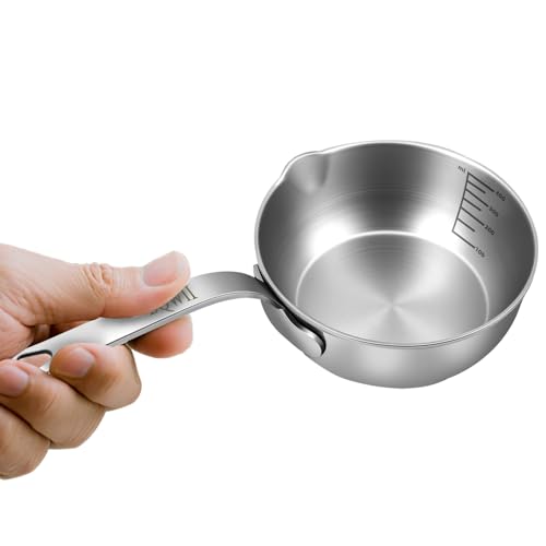 18/10 Stainless Steel Butter Warmer, 13.5 fl oz (400ml), Ideal for Heating Milk, Butter, Sauces, Baby Food, Coffee, Chocolate, Egg Pan, Compatible with Induction & Gas Stovetops