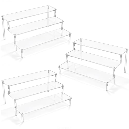 AZEAM Acrylic Display Riser, Clear Perfume Organizer, 3 Tier Cupcake Stand - size: 3-Tier 12 Inches 3 Packs