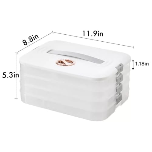 4-layer Cookie Containers,Cookie Carrier with Lid and Handle, Dumpling Box,Food Storage Containers