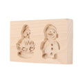 uxcell Cookie Stamp Wooden Cookie Cutter Two-Hole Santa Claus and Snowman