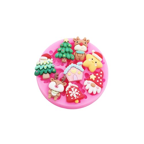 4PCS Christmas Theme Silicone Mold Snowflake Christmas Tree Snowman Bell Creative Baking Chocolate Cake Dessert Decoration Mold DIY Resin Jewelry Accessories Silicone Molds SD-352-378-532-734 - color: Style D