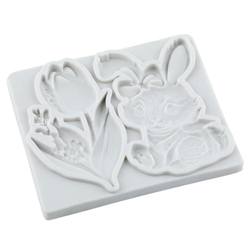 Easter Bunny Rabbit Fondant Molds Tulip Flower Silicone Mold