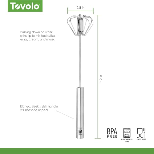 Tovolo Spinning Hand Push Whisk 12 Inch for Whipping and Mixing - style: 12" Hand Push Whisk