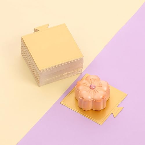 YYaaloa 200pcs 3.3 Inch Mini Square Golden Cake Boards Mousse Cupcake Base Paper Plates Dessert Board Base for Cake DIY, Baking Dessert Party Wedding Birthday (Square, 200pcs) (Pack of 2) - color: Square, size: 200pcs (Pack of 2)