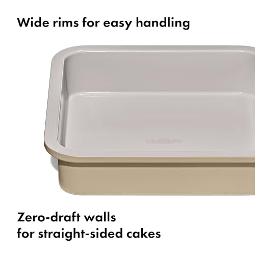 OXO Good Grips Non-Stick Pro Ceramic Coated 9 in Square Cake Pan, Biscuit - color: Tan, size: 9" Square Cake Pan