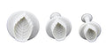 FD-010 Veined Rose Leaf Plunger Cutter Tool Cake Decorating Fondant Plunger Embossing Tool, Set of 3, White