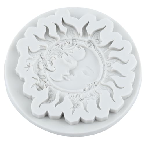Sun Goddess Relief Silicone Mold Sun Moon Face Fondant Molds - color: Style B