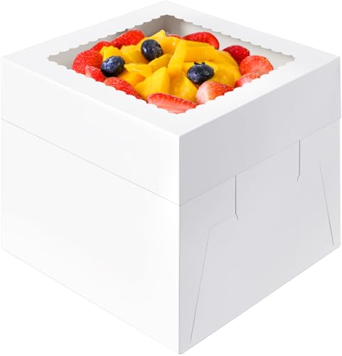 Cake Boxes 10 Inch, Tall Cake Box with Window, Large Cake Carrier