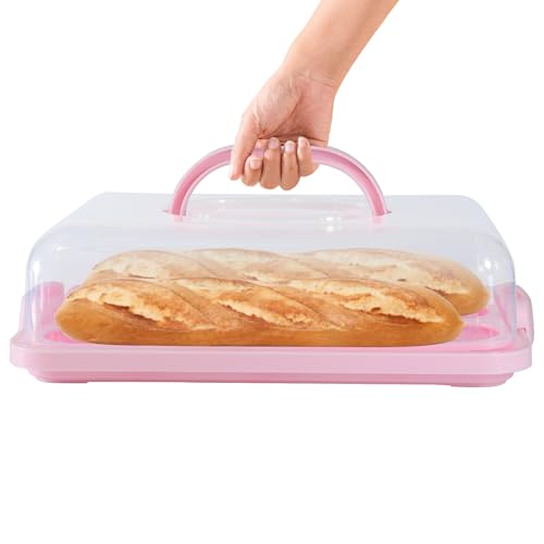 Cake Carrier with Lid, Cake Holder Cupcake Container for 12 Cupcakes 2 in 1 Portable Dessert Container for Pie Muffin Cobbler (Pink) - color: Pink