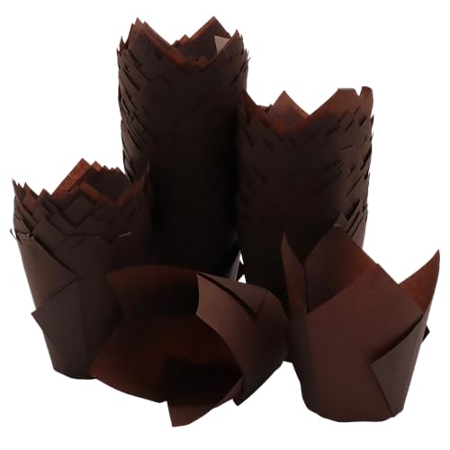 200 Pcs Brown 1.9 Inch Base Mini Tulip Cupcake Liners - color: Brown