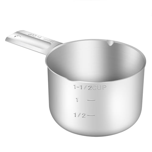 1PCS 1-1/2CUP(360ml) Measuring Cup, 18/8 Stainless Steel Measure Scoop - size: 1-1/2cup|360ml|12oz