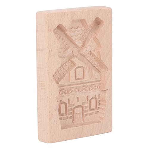 JTLB Beechwood Wooden Cookie Mould, Reusable Washable Biscuit Press Stamp, Perfect for Kitchen Baking Needs (Windmill) - color: Windmill