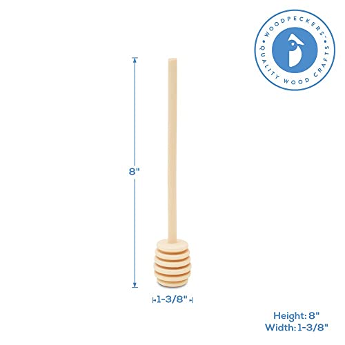 Wooden Honey Dipper Sticks, Honey Comb Wand Stirrers for Tea, Honeycomb Dripper Stir Spoons, Wood Dabber Combs Drizzler Sticks for Cake Pops, 8" Charcuterie Drizzle Dippers Pack of 6 by Woodpeckers - size: 8 inch