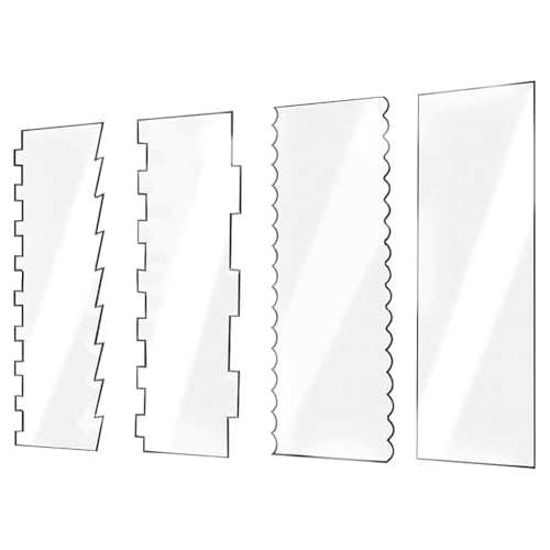 GSHLLO 4 Pcs Acrylic Tall Cake Frosting Smoother Flat Cake Edge Stripe Scraper Large Cake Icing Frosting Comb Butter Cream Scraper Cake Decorating Supplies Tools
