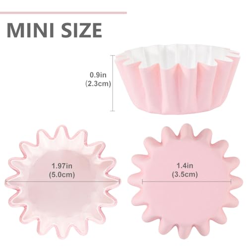 Caperci Heavy Duty Pink Mini Cupcake Liners Small Muffin Baking Cups 200pcs - color: Pink
