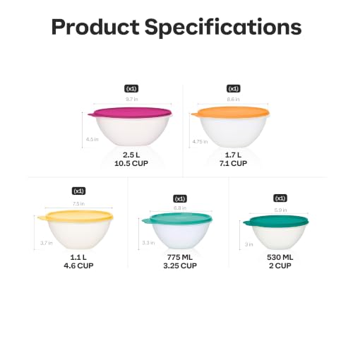 Tupperware Wonderlier 10-Piece Fauna Set (5 Bowls + 5 Lids) - color: Clear/Multicolored (Fauna)