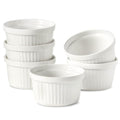8 oz Ramekins Oven Safe Set of 6, Souffle Dish Baking Bowls, Custard Dessert Cups for Pudding Yogurt Ice Cream, Ceramic Ramiken Bowl, White - color: White