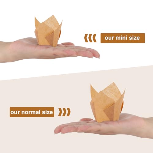 Ruisita 150 Pcs Mini Cupcake Liners Muffin Liners Baking Cups - color: Natural, White, Brown, Black